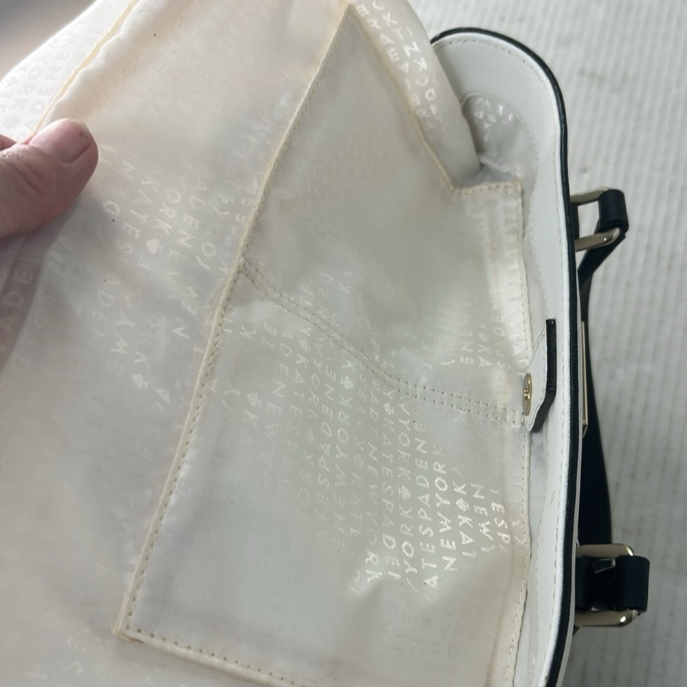 Kate Spade Laurel Way Evangelie Tote Cream Nude Black Straps Gold Satchel Bag - Picture 13 of 14